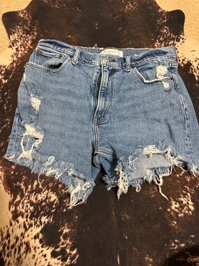 Abercrombie & Fitch Distressed Light Blue Denim Cutoff Shorts